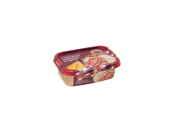 Сырный продукт с говяжьей ветчиной и сыром 20% 180гр (контейнер) 1/24
