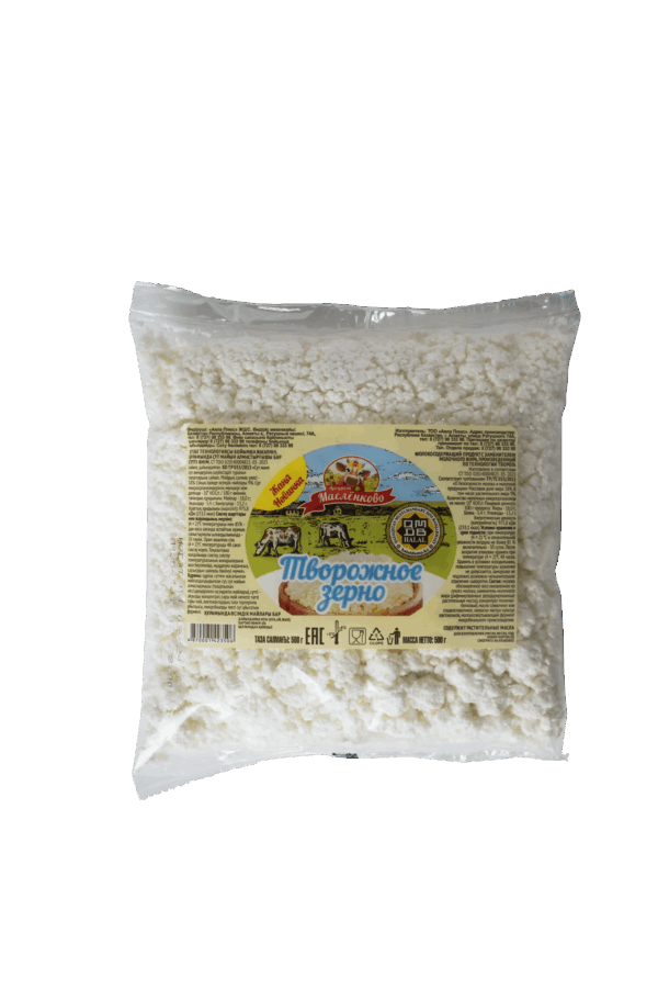 Творожное зерно 500 гр.  м.д.ж. 18%  (пакет подушка) 1/10