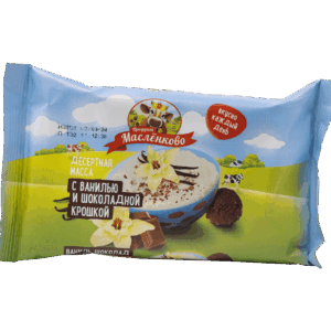 Десертная масса 180 гр. сладкая "Ваниль с шоколадной крошкой" м.д.ж. 20% (флоу-пак) 1/20