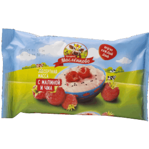 Десертная масса 180 гр. сладкая "Малина-чиа" м.д.ж. 20% (флоу-пак) 1/20